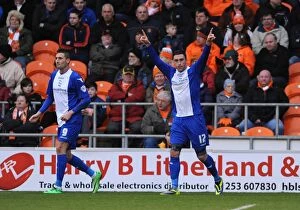 Sky Bet Championship : Blackpool v Birmingham City : Bloomfield Road : 22-02-2014 Collection: Birmingham City's Lee Novak Scores First Goal: Taking the Lead Against Blackpool (February 22, 2014)