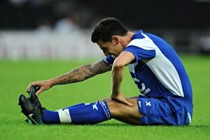 Images Dated 3rd August 2010: Birmingham City's Liam Ridgewell Stretches Before Milton Keynes Dons Friendly (03-08-2010)