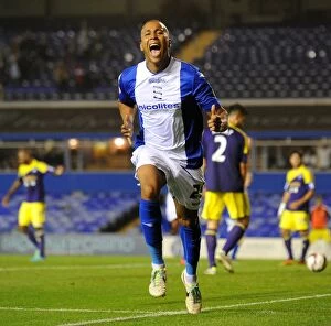 Birmingham City's Matt Green Scores Double: Celebrating the Second Goal Against Swansea City in the Capital One Cup