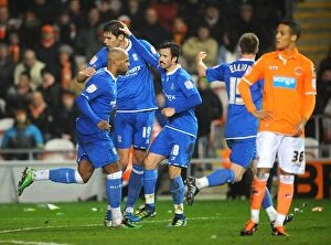 Images Dated 26th November 2011: Birmingham City's Nikola Zigic Celebrates Double Strike Against Blackpool in Npower Championship