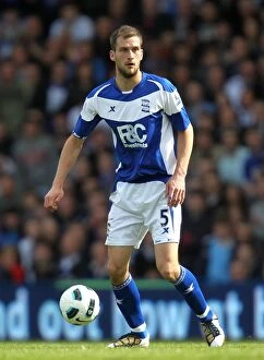 02-04-2011 v Bolton Wanderers, St. Andrew's Collection: Birmingham City's Roger Johnson in Action Against Bolton Wanderers (Premier League 2011)