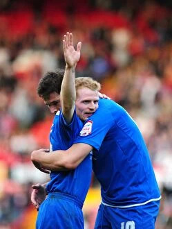Images Dated 23rd October 2011: Birmingham City's Unforgettable 2-0 Goal Celebration: Burke and Zigic's Iconic Moment vs