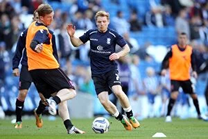 Images Dated 29th September 2012: Brighton & Hove Albion vs. Birmingham City: Steven Caldwell and Chris Burke Prepare for Npower