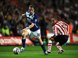 Images Dated 25th August 2009: Carling Cup Clash: Perry vs. McFadden - Southampton vs. Birmingham City (August 25, 2009)