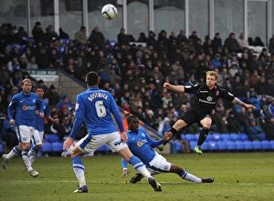 Images Dated 23rd February 2013: Chris Burke's Deflected Strike: Birmingham City's Second Goal vs