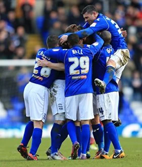Images Dated 2nd February 2013: Chris Burke's Euphoric Goal Celebration: Birmingham City's Thrilling Victory over Nottingham Forest