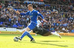 Images Dated 16th October 2011: Chris Wood Scores Birmingham City's Second Goal vs. Leicester City (Npower Championship, 16-10-2011)