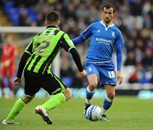 Images Dated 29th October 2011: Clash of the Midfield Titans: Fahey vs Painter in Birmingham City vs Brighton & Hove Albion