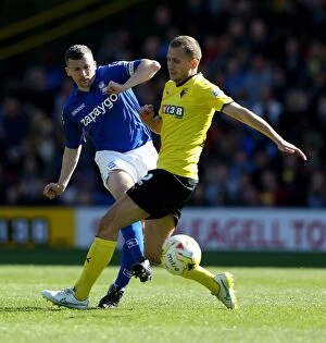 Images Dated 18th April 2015: Clash of the Midfielders: Abdi vs. Caddis in Sky Bet Championship Showdown