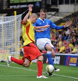 28-08-2011 v Watford, Vicarage Road Collection: Clash of the Strikers: Dickinson vs. Wood in Birmingham City's Npower Championship Showdown at