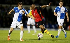 Capital One Cup - First Round - Bristol Rovers v Birmingham City - Memorial Stadium Collection: Clash of the Strikers: Wesley Thomas vs. Tom Lockyer - A Tight Capital One Cup Battle between