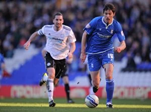 Images Dated 3rd March 2012: Clash of Titans: Nikola Zigic vs Shaun Barker - Birmingham City vs Derby County