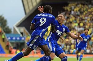 Clayton Donaldson and Che Adams Celebrate Birmingham City's Second Goal vs Norwich City (Sky Bet Championship)
