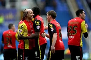 Images Dated 9th April 2016: Clayton Donaldson and David Cotterill Celebrate Birmingham City's First Goal Against Reading