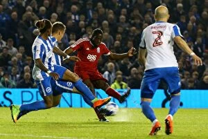 Images Dated 4th April 2017: Clayton Donaldson Takes Aim: Brighton and Hove Albion vs Birmingham City, Sky Bet Championship