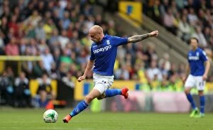 Images Dated 20th September 2014: David Cotterill's Determined Shot: Norwich City vs. Birmingham City (Sky Bet Championship)
