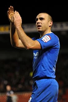 21-02-2012 v Barnsley, Oakwell Stadium Collection: David Murphy's Triumphant Salute to Birmingham City Fans After Barnsley Victory (21-02-2012)
