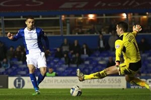 Images Dated 12th March 2014: Federico Macheda Scores Opening Goal: Birmingham City vs. Burnley (Sky Bet Championship, March 12)