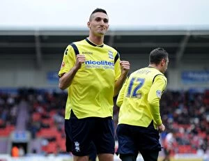 Images Dated 5th April 2014: Federico Macheda's Thrilling Strike: Birmingham City's Epic Opening Goal vs Doncaster Rovers