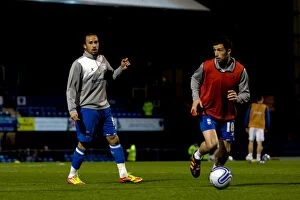 20-03-2012 v Portsmouth, Fratton Park Collection: Gear Up: Birmingham City's Andros Townsend and Keith Fahey Before Npower Championship Clash vs