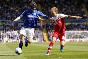 Sky Bet Championship - Birmingham City v Charlton Athletic - St. Andrew's Collection: Intense Battle for Championship Supremacy: Fabrini vs Solly, Birmingham City vs Charlton Athletic