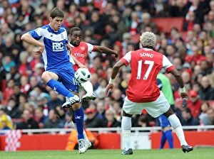 Images Dated 16th October 2010: Intense Battle: Nikola Zigic vs Johan Djourou - Birmingham City vs Arsenal