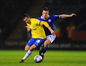 Images Dated 13th March 2012: Intense Championship Showdown: Fahey vs. St. Ledger at The King Power Stadium (13-03-2012)