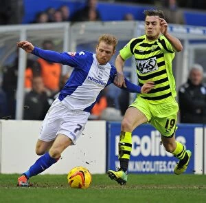 Images Dated 18th January 2014: Intense Rivalry: Burke vs Ralls Clash at St. Andrew's - Birmingham City vs Yeovil Town