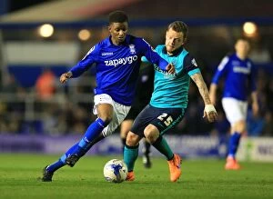 Sky Bet Championship - Birmingham City v Blackburn Rovers - St. Andrews Collection: Intense Rivalry: Gray vs Spearing Battle for Championship Supremacy