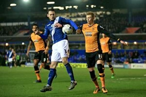 Sky Bet Championship - Birmingham City v Hull City - St. Andrews Collection: Intense Rivalry: Grounds vs Clucas - Birmingham City vs Hull City's Championship Showdown