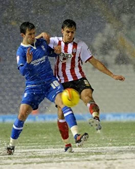Images Dated 4th February 2012: Intense Rivalry: Keith Fahey vs. Jack Cork in Birmingham City vs. Southampton Championship Clash