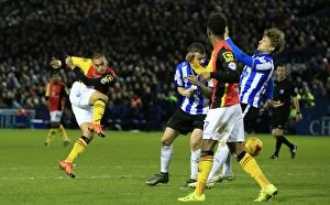 Images Dated 26th December 2015: James Vaughan's Determined Shot: Birmingham City vs Sheffield Wednesday - Sky Bet Championship