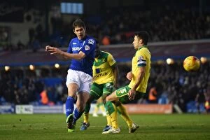 Images Dated 31st January 2015: Late Drama at St. Andrew's: Nikola Zigic's Heart-breaking Missed Goal vs Norwich City
