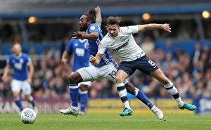 Sky Bet Championship - Birmingham City v Preston North End - St Andrew's Collection: Maghoma vs Browne: Intense Rivalry in the Sky Bet Championship Clash between Birmingham City