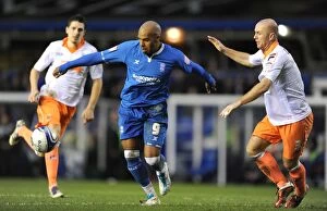 31-12-2011 v Blackpool, St. Andrew's Collection: Marlon King vs. Stephen Crainey: A Championship Clash Intense Moment between Birmingham City