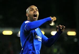 Images Dated 3rd April 2012: Marlon King's Euphoric Reaction: Birmingham City's Second Goal vs Burnley (03-04-2012)