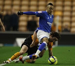 18-01-2012, FA Cup Round 3 Replay v Wolverhampton Wanderers, Molineux Stadium Collection: Nathan Redmond Dodges Stephen Hunt: Birmingham City's FA Cup Thriller at Molineux Stadium