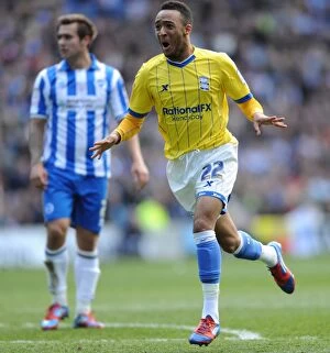 Images Dated 21st April 2012: Nathan Redmond's Euphoric Moment: First Goal for Birmingham City Against Brighton & Hove Albion