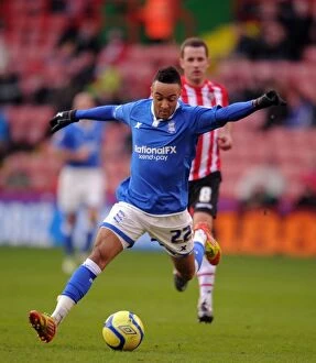 Images Dated 28th January 2012: Nathan Redmond's FA Cup Shot: Birmingham City vs. Sheffield United (January 2012)