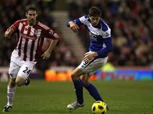 Images Dated 9th November 2010: Nikola Zigic in Action: Birmingham City vs Stoke City, Premier League Rivalry (09-11-2010)