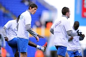 03-03-2012 v Derby County, St. Andrew's Collection: Nikola Zigic's Intense Pre-Match Focus at St. Andrew's (vs Derby County, Championship 2012)