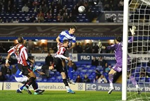 26-10-2011, Carling Cup Round 4 v Brentford, St. Andrew's Collection: Nikola Zigic's Soaring Shot Over the Crossbar in Birmingham City's Carling Cup Clash Against