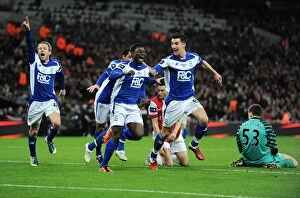 Obafemi Martins' Double Strike: Birmingham City's Euphoric Celebration vs. Arsenal in Carling Cup Final at Wembley