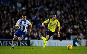 Sky Bet Championship : Brighton and Hove Albion v Birmingham City : AMEX Stadium : 11-01-2014 Collection: Oliver Lee Outruns Andrew Crofts: Sky Bet Championship Showdown at Brighton & Hove Albion vs