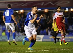 Images Dated 7th December 2013: Paul Caddis Scores Penalty Goal: Birmingham City's Victory Moment Against Middlesbrough