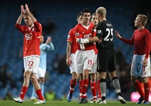 Images Dated 13th November 2010: Post-Match Reunion: Hleb, Dann, Hart, and Larsson at Etihad Stadium