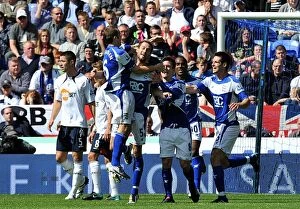 Images Dated 29th August 2010: Roger Johnson Scores First Goal: Birmingham City at Reebok Stadium vs. Bolton Wanderers