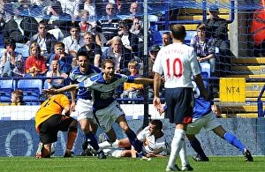 Images Dated 29th August 2010: Roger Johnson's Premier League Debut Goal for Birmingham City vs. Bolton Wanderers (29-08-2010)