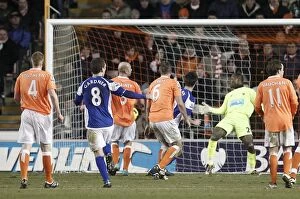 Images Dated 4th January 2011: Scott Dann Scores Birmingham City's Second Goal Against Blackpool (04-01-2011)