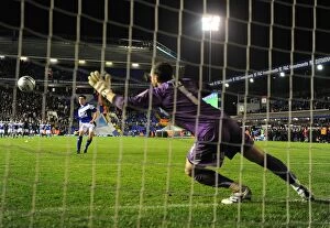 26-10-2011, Carling Cup Round 4 v Brentford, St. Andrew's Collection: Scott Dann Scores the Third Penalty: Birmingham City's Victory Over Brentford in Carling Cup (2011)